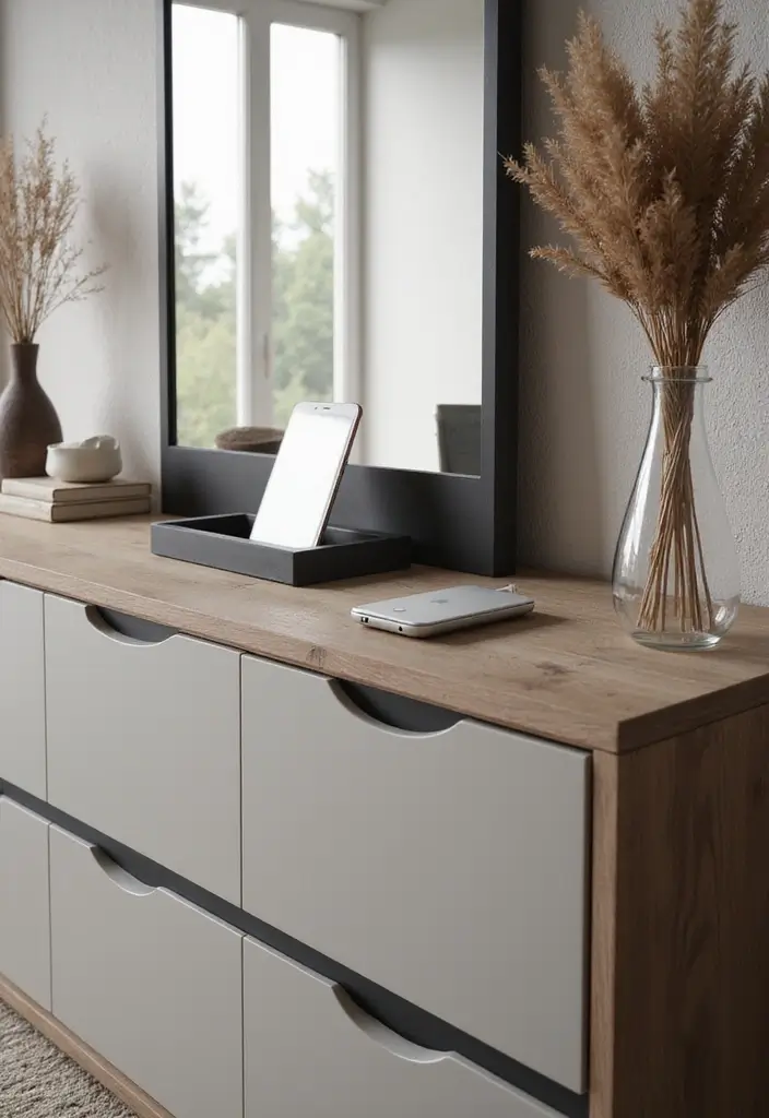 25 Bedroom Dresser Decor Ideas That Make the Room Feel Complete 13 25 Bedroom Dresser Decor Ideas That Make the Room Feel Complete - 12. Use of Technology