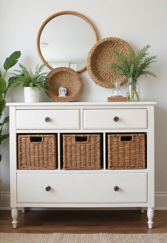 25 Bedroom Dresser Decor Ideas That Make the Room Feel Complete 19 25 Bedroom Dresser Decor Ideas That Make the Room Feel Complete - 18. Woven Baskets