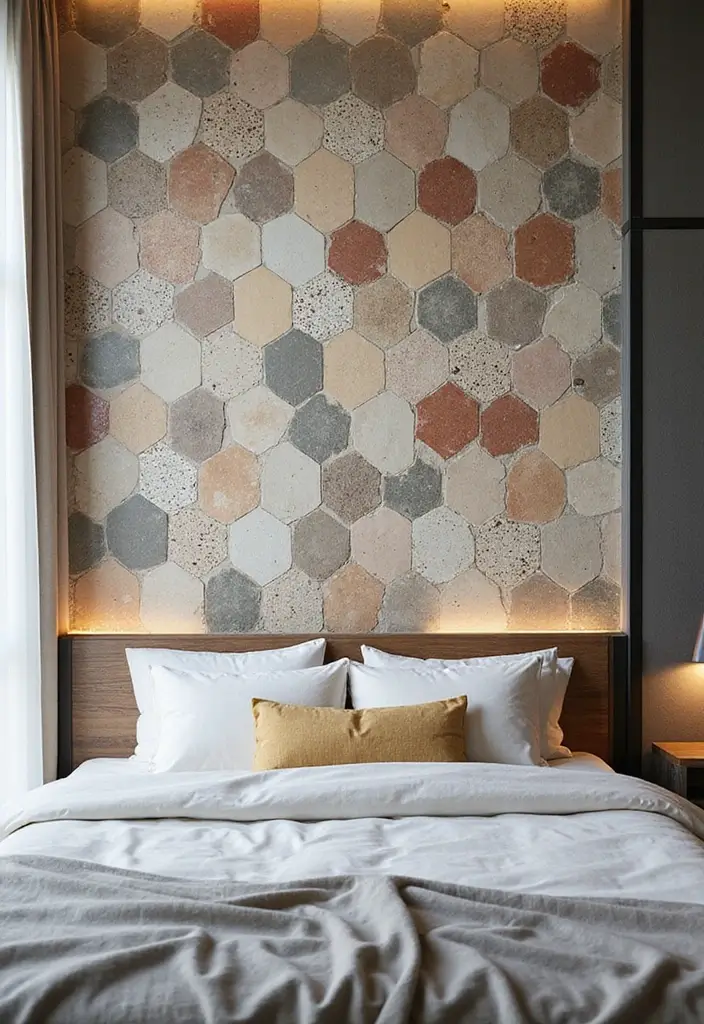 25 Bedroom Wall Tiles Ideas That Feel Modern and Elegant 19 25 Bedroom Wall Tiles Ideas That Feel Modern and Elegant - 18. Unique Shaped Tiles