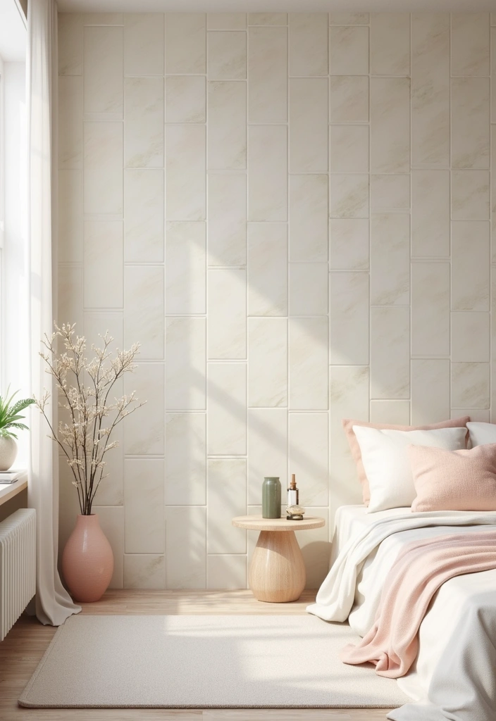 25 Bedroom Wall Tiles Ideas That Feel Modern and Elegant 20 25 Bedroom Wall Tiles Ideas That Feel Modern and Elegant - 19. Soft Pastel Tiles