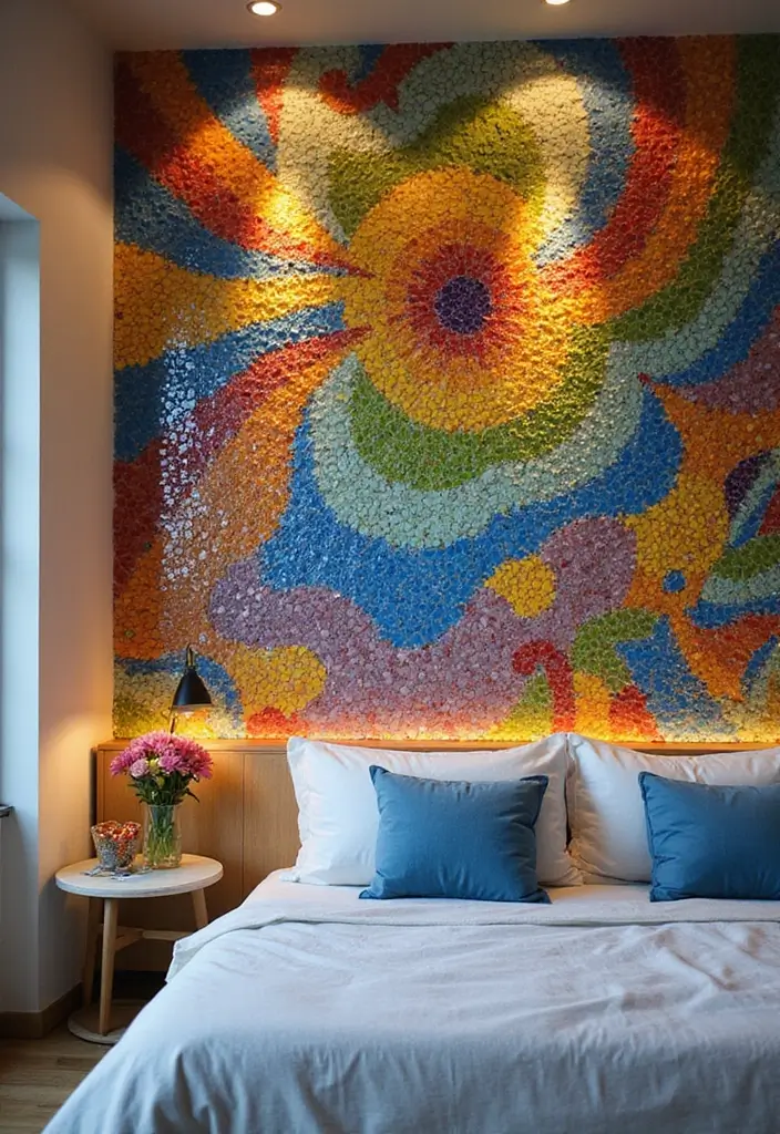 25 Bedroom Wall Tiles Ideas That Feel Modern and Elegant 3 25 Bedroom Wall Tiles Ideas That Feel Modern and Elegant - 2. Recycled Glass Mosaic Tiles