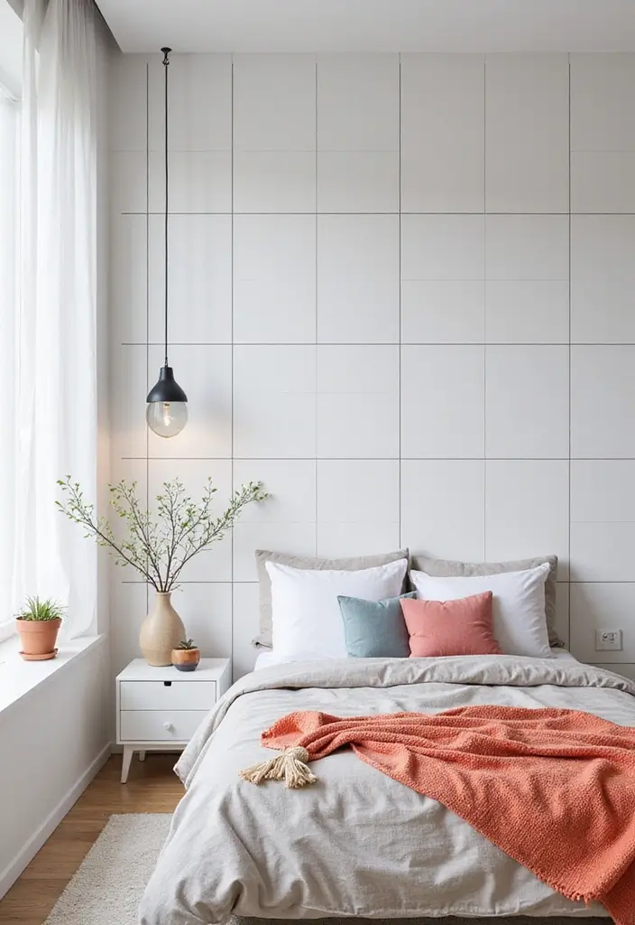 25 Bedroom Wall Tiles Ideas That Feel Modern and Elegant 23 25 Bedroom Wall Tiles Ideas That Feel Modern and Elegant - 22. Minimalist White Tiles
