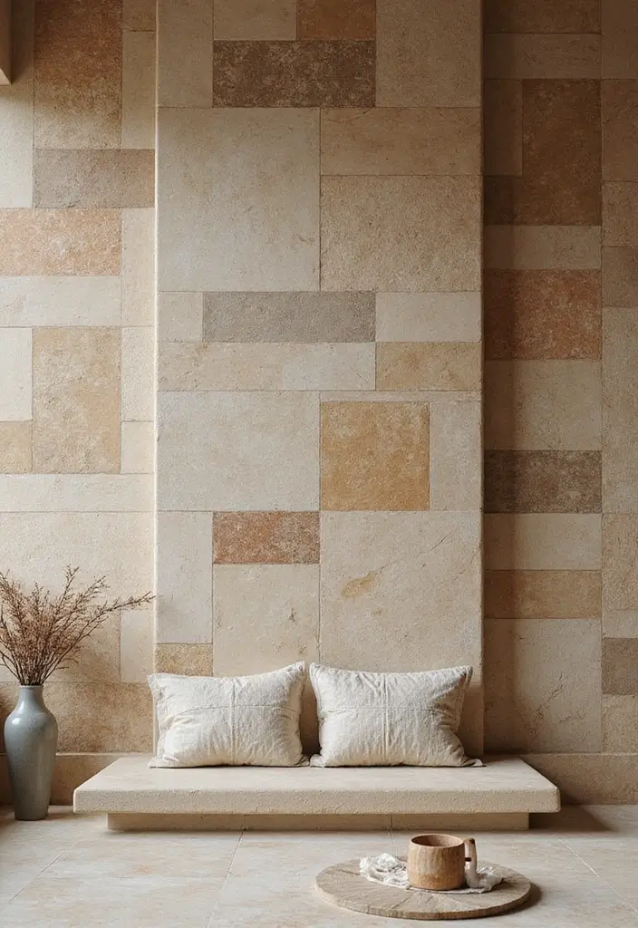 25 Bedroom Wall Tiles Ideas That Feel Modern and Elegant 4 25 Bedroom Wall Tiles Ideas That Feel Modern and Elegant - 3. Natural Stone Tiles