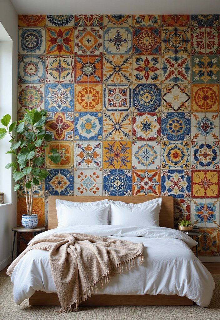 25 Bedroom Wall Tiles Ideas That Feel Modern and Elegant 9 25 Bedroom Wall Tiles Ideas That Feel Modern and Elegant - 8. Patterned Encaustic Tiles