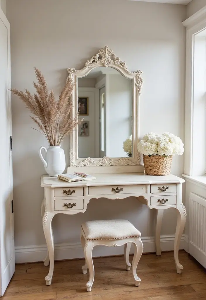 25 Bedroom with Vanity Ideas That Feel Glamorous & Practical 11 25 Bedroom with Vanity Ideas That Feel Glamorous & Practical - 10. Elegant French Provincial Touch