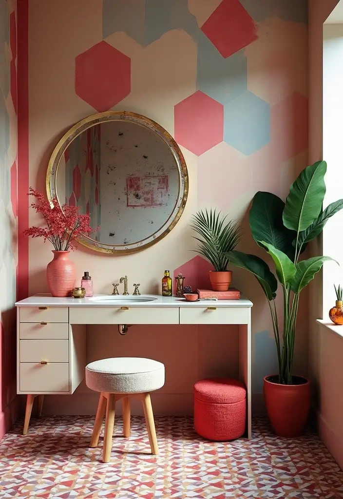 25 Bedroom with Vanity Ideas That Feel Glamorous & Practical 21 25 Bedroom with Vanity Ideas That Feel Glamorous & Practical - 20. Geometric Patterns