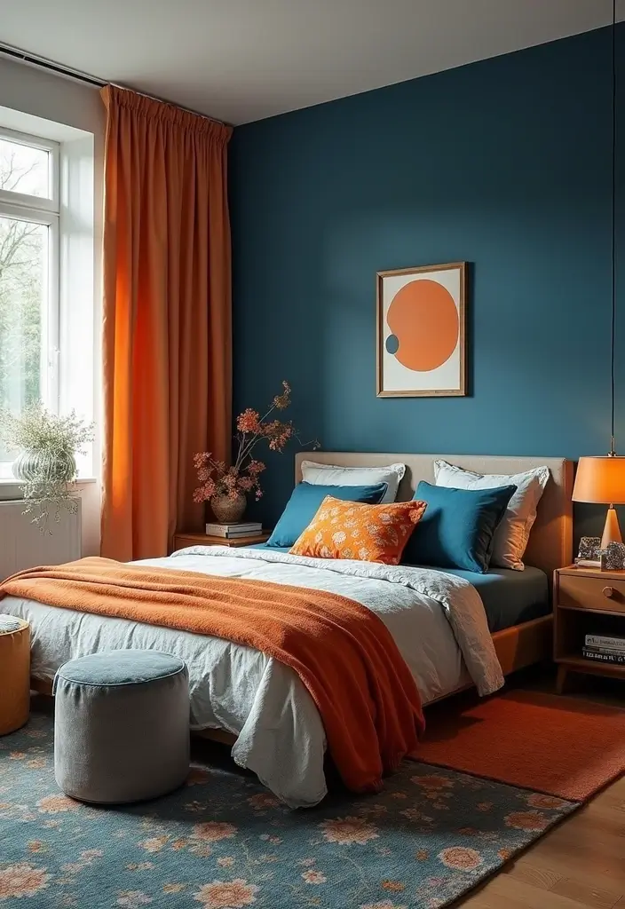 25 Blue and Orange Bedroom Ideas That Are Vibrant & Unexpected 23 25 Blue and Orange Bedroom Ideas That Are Vibrant & Unexpected - 22. Mixing Styles