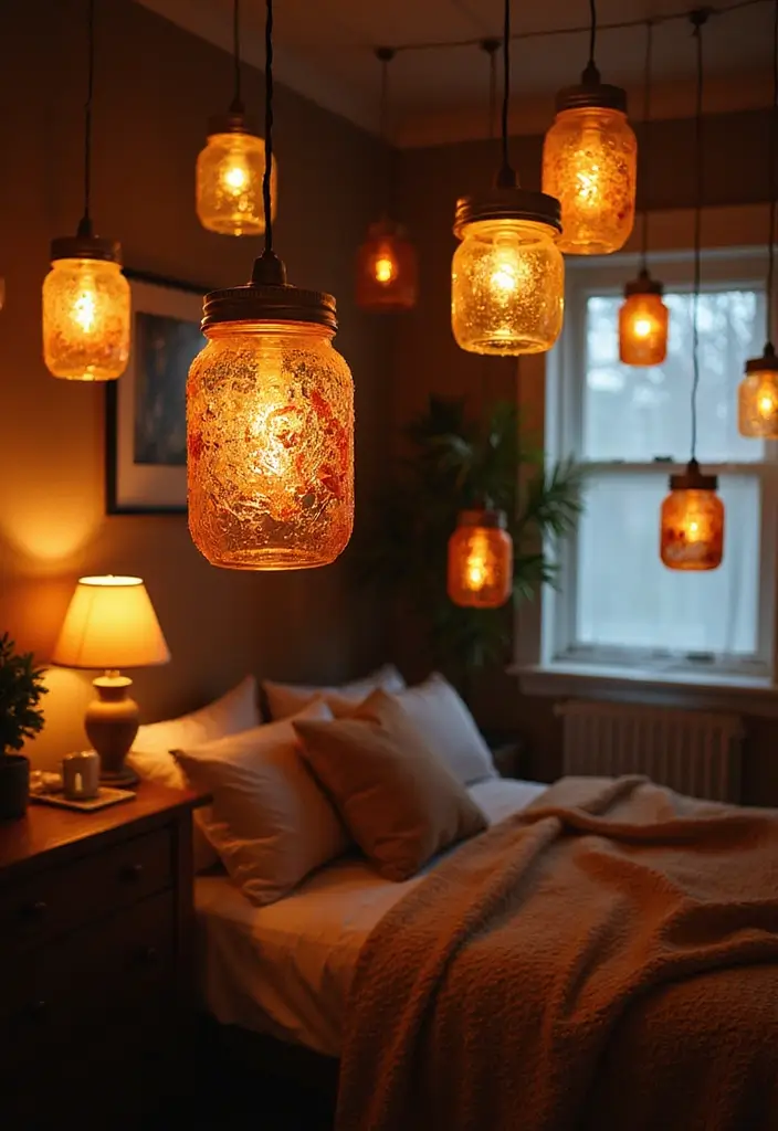 25 Cozy Bedroom Lighting Ideas That Set the Perfect Mood 11 25 Cozy Bedroom Lighting Ideas That Set the Perfect Mood - 10. Upcycled Jar Lanterns