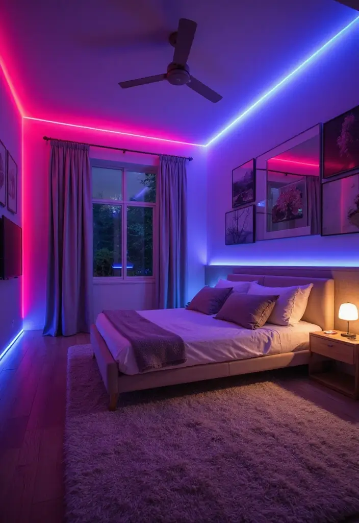25 Cozy Bedroom Lighting Ideas That Set the Perfect Mood 17 25 Cozy Bedroom Lighting Ideas That Set the Perfect Mood - 16. Color-Changing LED Strips