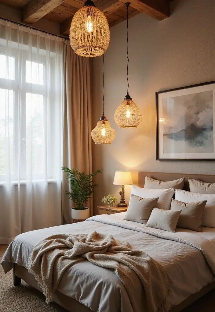 25 Cozy Bedroom Lighting Ideas That Set the Perfect Mood 24 25 Cozy Bedroom Lighting Ideas That Set the Perfect Mood - 23. Natural Fiber Light Fixtures