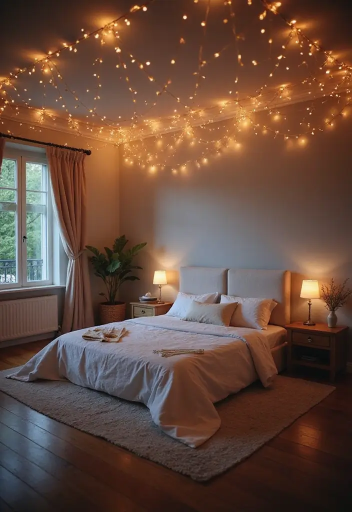 25 Cozy Bedroom Lighting Ideas That Set the Perfect Mood 26 25 Cozy Bedroom Lighting Ideas That Set the Perfect Mood - 25. Ambient Fairy Ceiling Lights