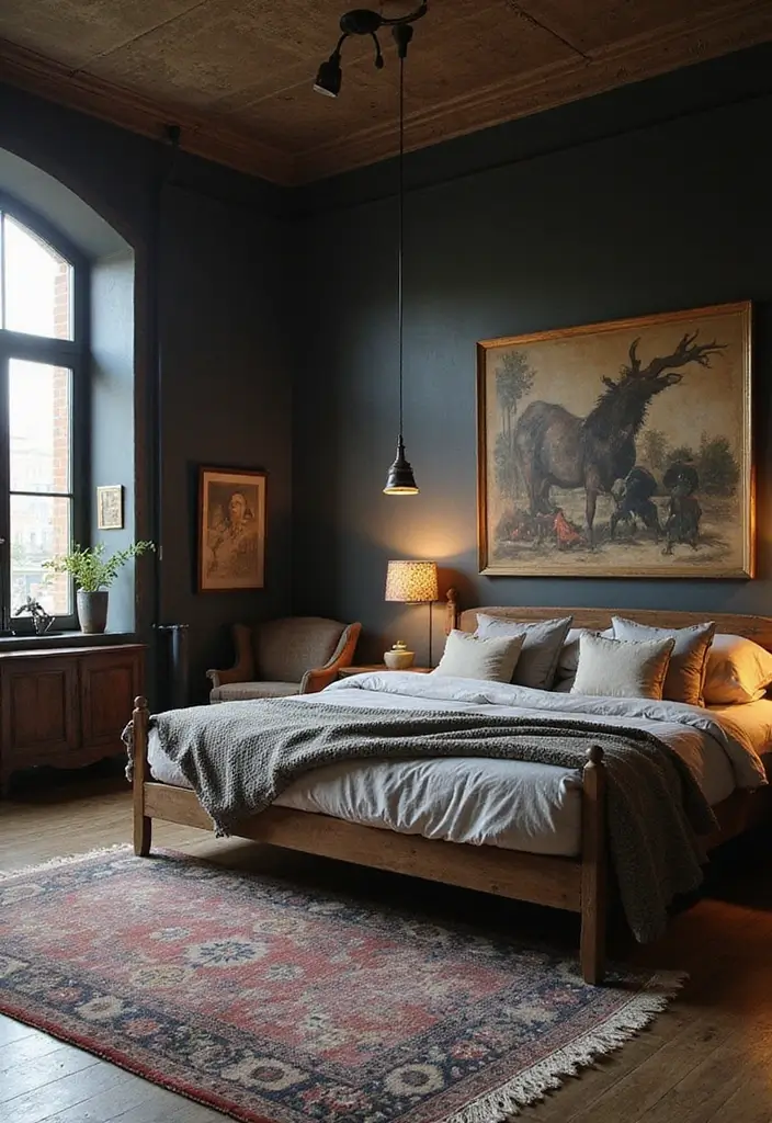 25 Dark Furniture Bedroom Ideas That Feel Rich and Dramatic 11 25 Dark Furniture Bedroom Ideas That Feel Rich and Dramatic - 10. Vintage Finds