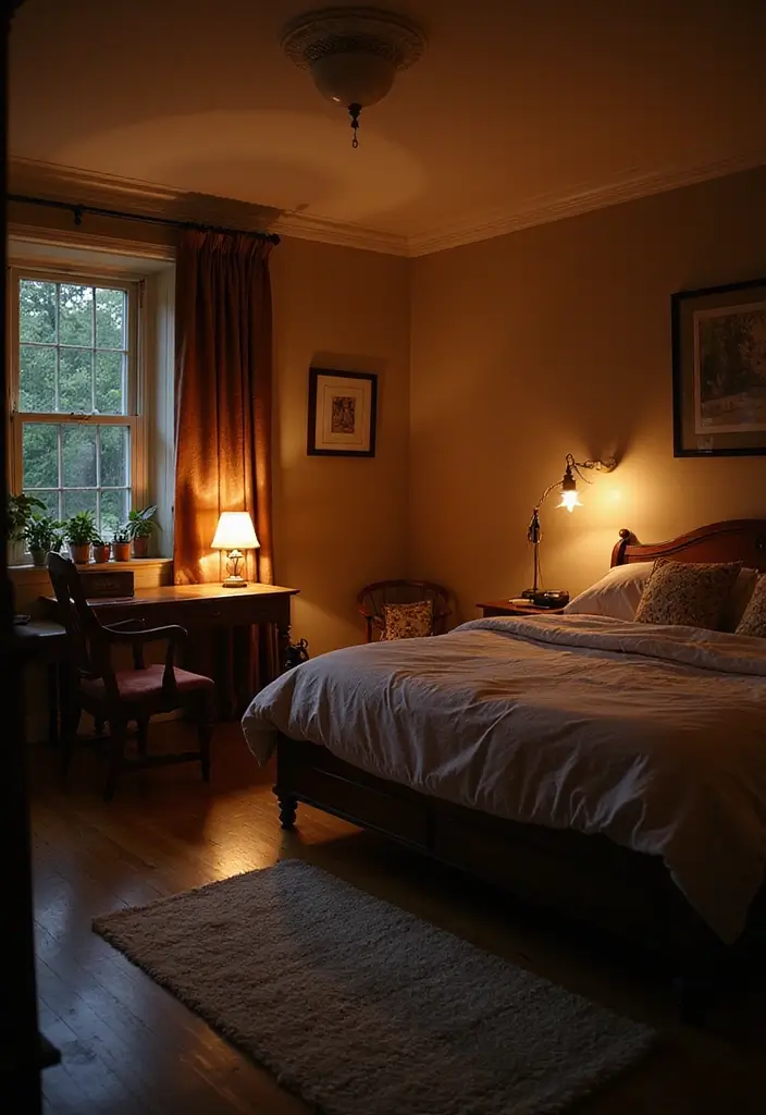 25 Dark Furniture Bedroom Ideas That Feel Rich and Dramatic 14 25 Dark Furniture Bedroom Ideas That Feel Rich and Dramatic - 13. Multi-layered Lighting