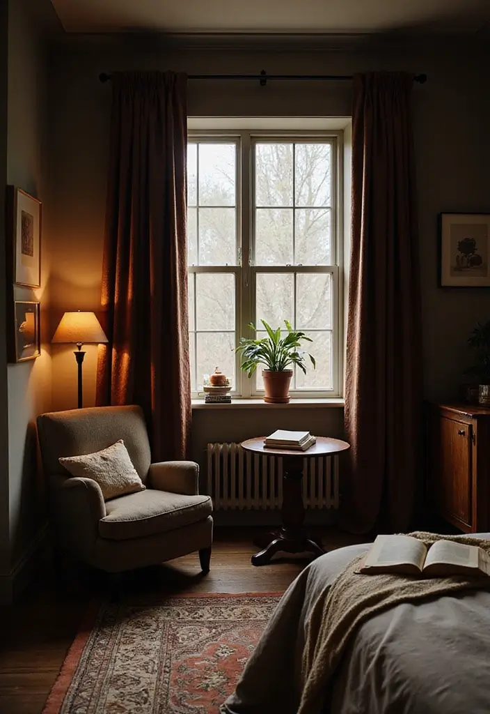 25 Dark Furniture Bedroom Ideas That Feel Rich and Dramatic 16 25 Dark Furniture Bedroom Ideas That Feel Rich and Dramatic - 15. Cozy Reading Nook