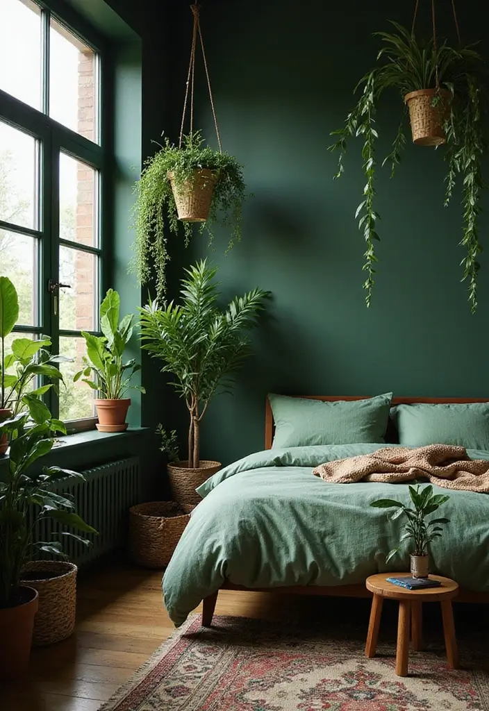 25 Dark Furniture Bedroom Ideas That Feel Rich and Dramatic 21 25 Dark Furniture Bedroom Ideas That Feel Rich and Dramatic - 20. Plants and Greenery