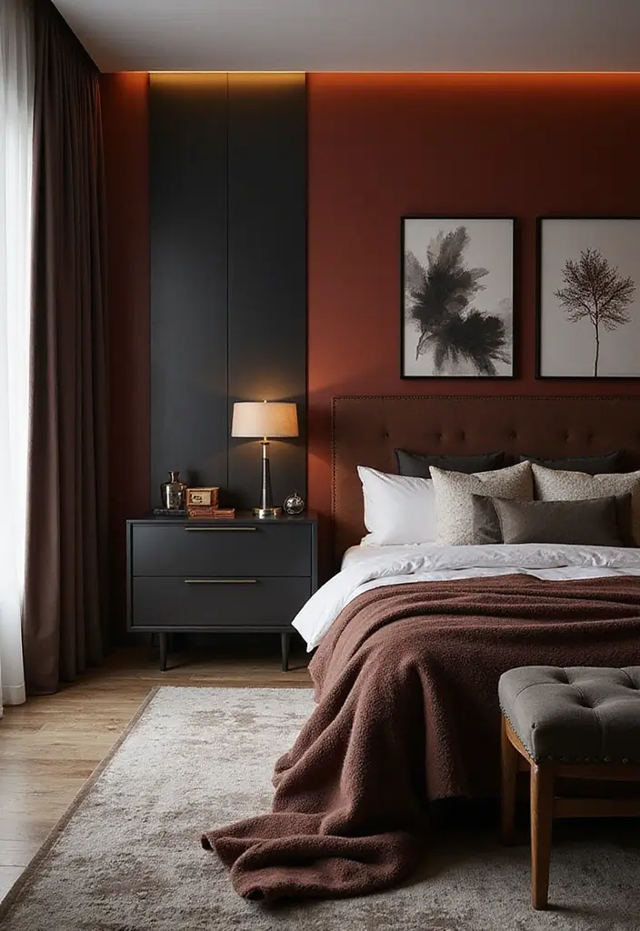 25 Dark Furniture Bedroom Ideas That Feel Rich and Dramatic 6 25 Dark Furniture Bedroom Ideas That Feel Rich and Dramatic - 5. Dark Accent Walls