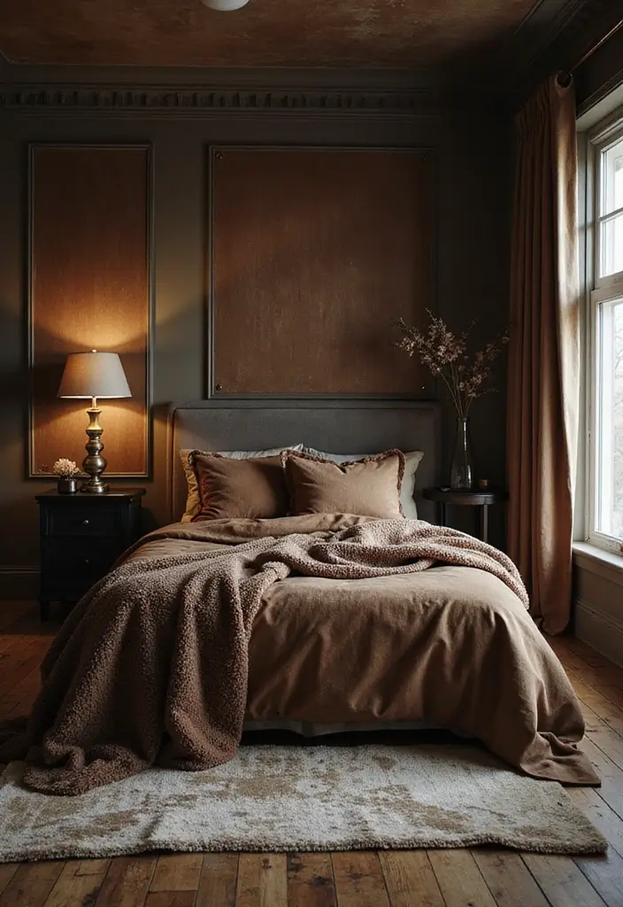 25 Dark Furniture Bedroom Ideas That Feel Rich and Dramatic 7 25 Dark Furniture Bedroom Ideas That Feel Rich and Dramatic - 6. Layered Textures
