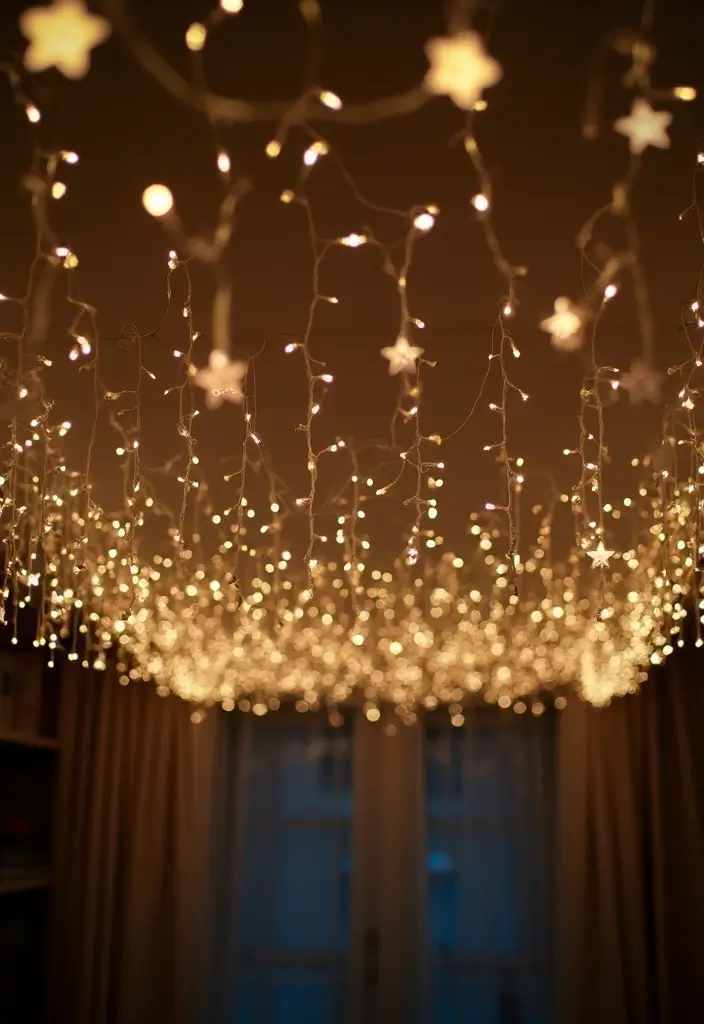 25 Fairy Lights Bedroom Ideas That Feel Dreamy and Magical 14 25 Fairy Lights Bedroom Ideas That Feel Dreamy and Magical - 13. Whimsical Ceiling Design