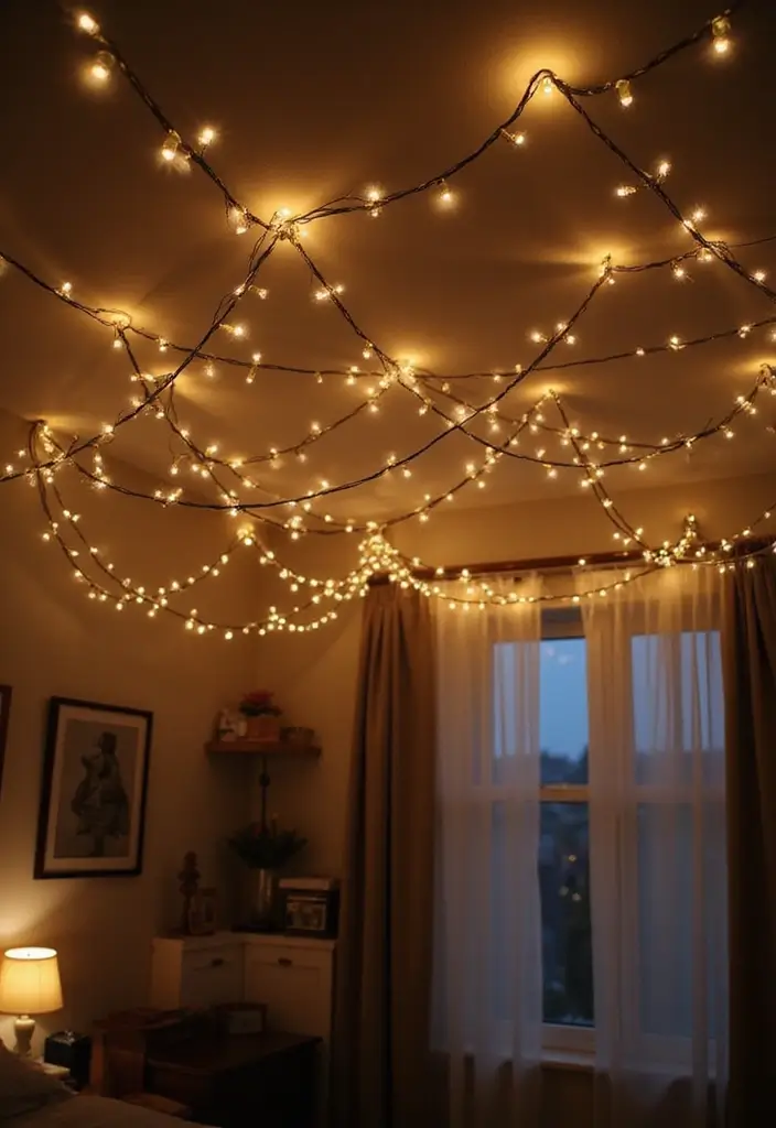 25 Fairy Lights Bedroom Ideas That Feel Dreamy and Magical 17 25 Fairy Lights Bedroom Ideas That Feel Dreamy and Magical - 16. Fairy Lights Overhead