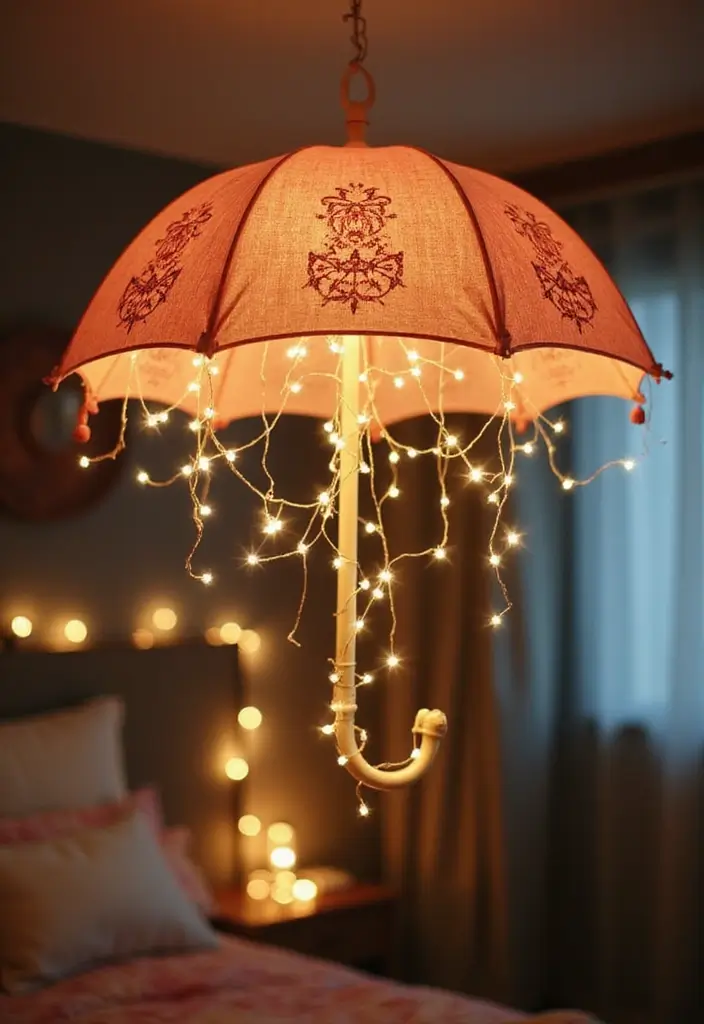 25 Fairy Lights Bedroom Ideas That Feel Dreamy and Magical 18 25 Fairy Lights Bedroom Ideas That Feel Dreamy and Magical - 17. Fairy Light Umbrella