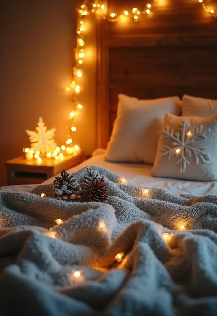 25 Fairy Lights Bedroom Ideas That Feel Dreamy and Magical 19 25 Fairy Lights Bedroom Ideas That Feel Dreamy and Magical - 18. Fairy Light Winter Wonderland