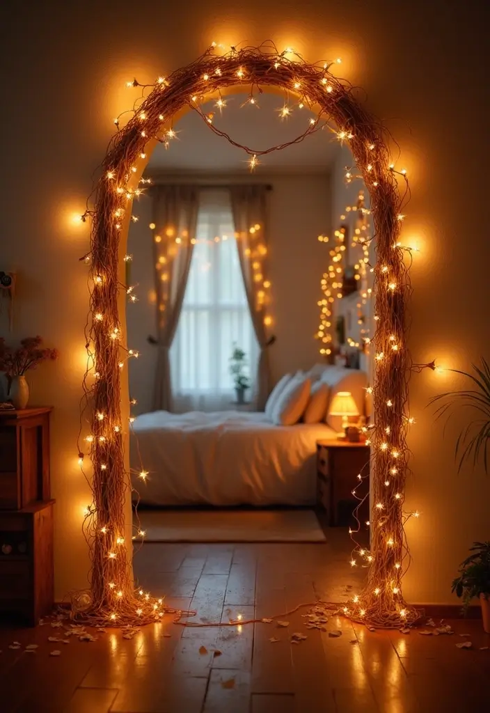 25 Fairy Lights Bedroom Ideas That Feel Dreamy and Magical 21 25 Fairy Lights Bedroom Ideas That Feel Dreamy and Magical - 20. Whimsical Light Arches