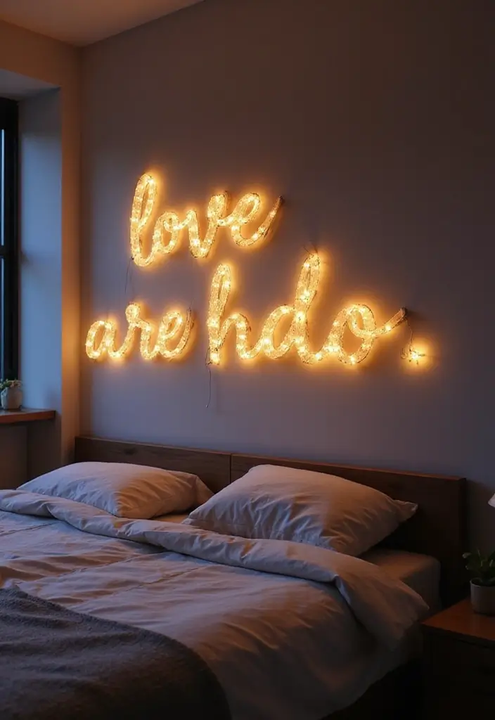 25 Fairy Lights Bedroom Ideas That Feel Dreamy and Magical 26 25 Fairy Lights Bedroom Ideas That Feel Dreamy and Magical - 25. Fairy Light Wall Art