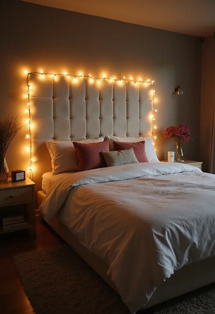 25 Fairy Lights Bedroom Ideas That Feel Dreamy and Magical 5 25 Fairy Lights Bedroom Ideas That Feel Dreamy and Magical - 4. Lighted Headboard