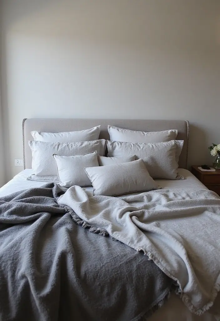 25 Grey Bedroom Ideas Aesthetic That Feel Calm & Minimalist 14 25 Grey Bedroom Ideas Aesthetic That Feel Calm & Minimalist - 13. Grey Quilts and Throws