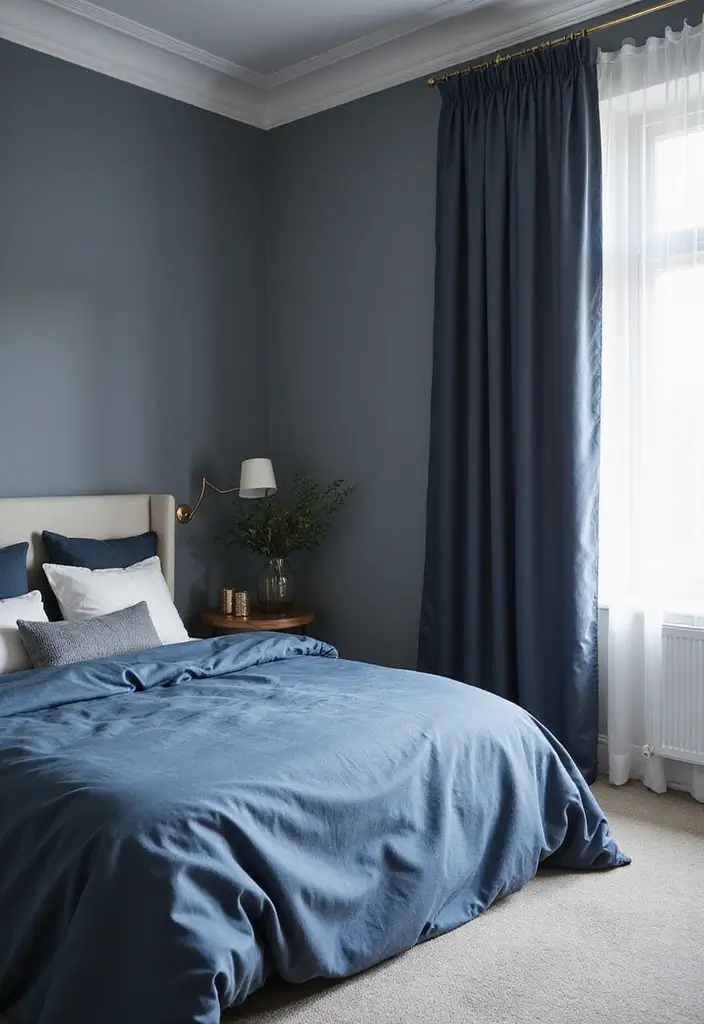 25 Grey Bedroom Ideas Aesthetic That Feel Calm & Minimalist 20 25 Grey Bedroom Ideas Aesthetic That Feel Calm & Minimalist - 19. Sophisticated Blue-Grey