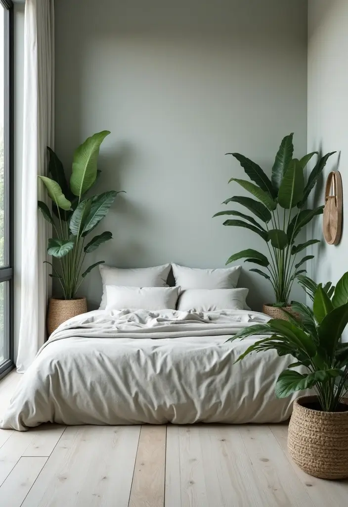 25 Grey Bedroom Ideas Aesthetic That Feel Calm & Minimalist 9 25 Grey Bedroom Ideas Aesthetic That Feel Calm & Minimalist - 8. Greenery Touch