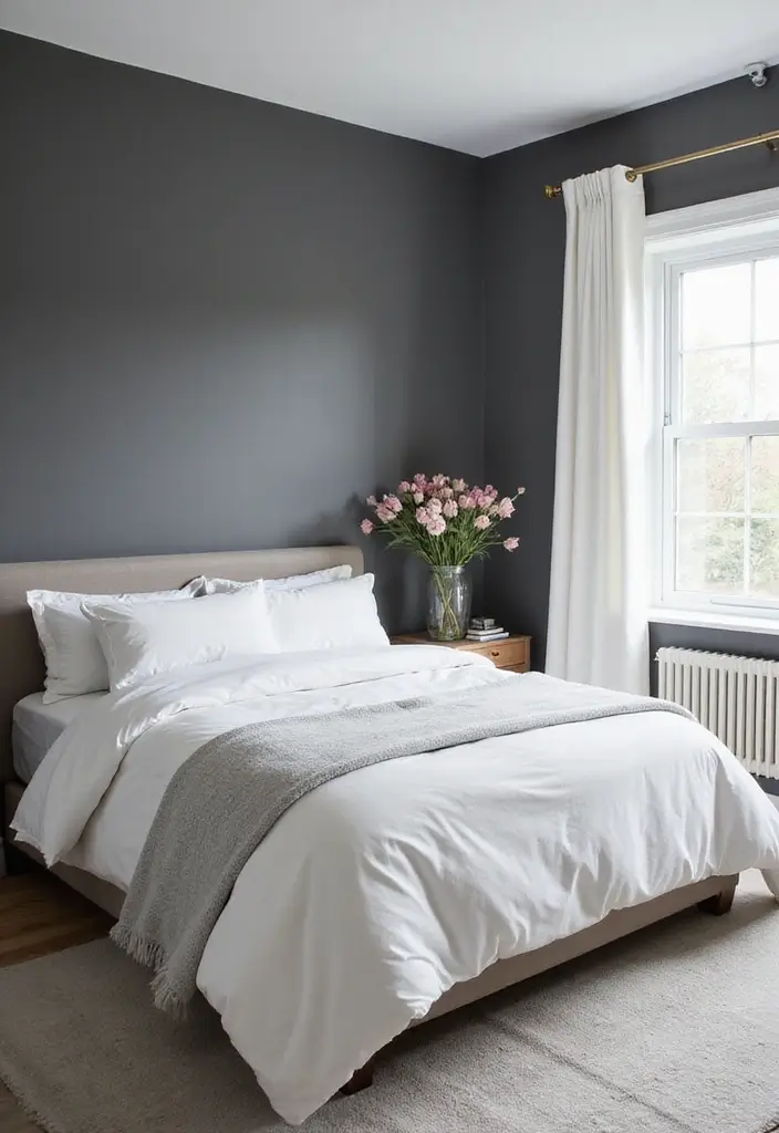 25 Grey Bedroom Ideas Aesthetic That Feel Calm & Minimalist 10 25 Grey Bedroom Ideas Aesthetic That Feel Calm & Minimalist - 9. Grey and White Contrast