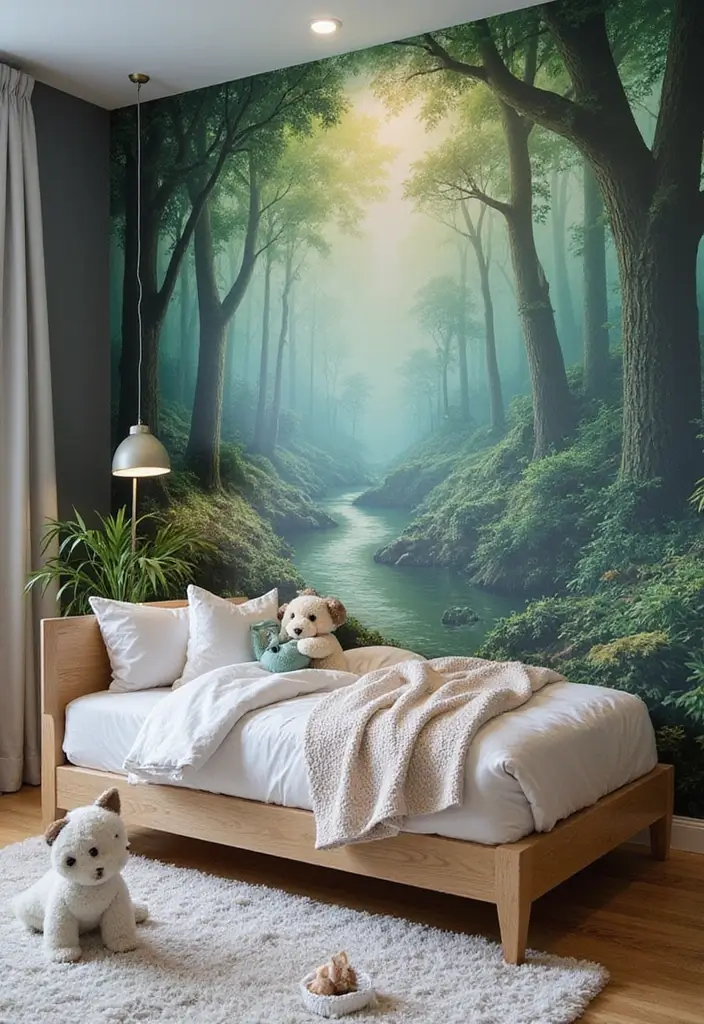 25 Kids Bedroom Ideas Shared Boy and Girl That Work Perfectly 7 25 Kids Bedroom Ideas Shared Boy and Girl That Work Perfectly - 6. Adventure Wall Murals