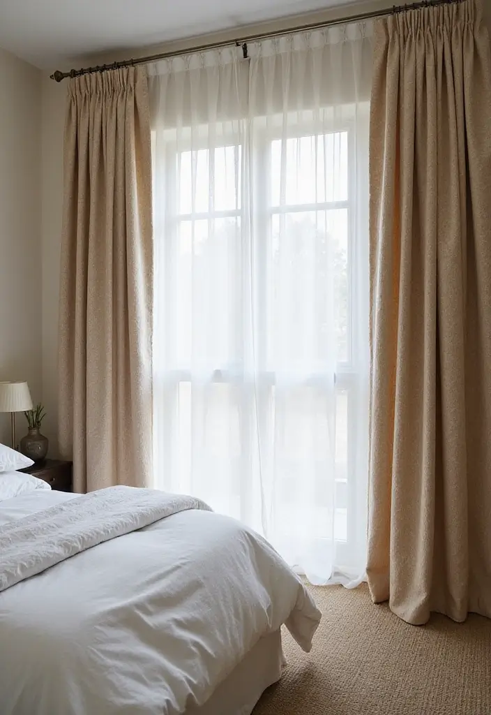 25 Neutral Bedroom Decor Ideas That Feel Cozy & Balanced 20 25 Neutral Bedroom Decor Ideas That Feel Cozy & Balanced - 19. Textured Curtains for Softness