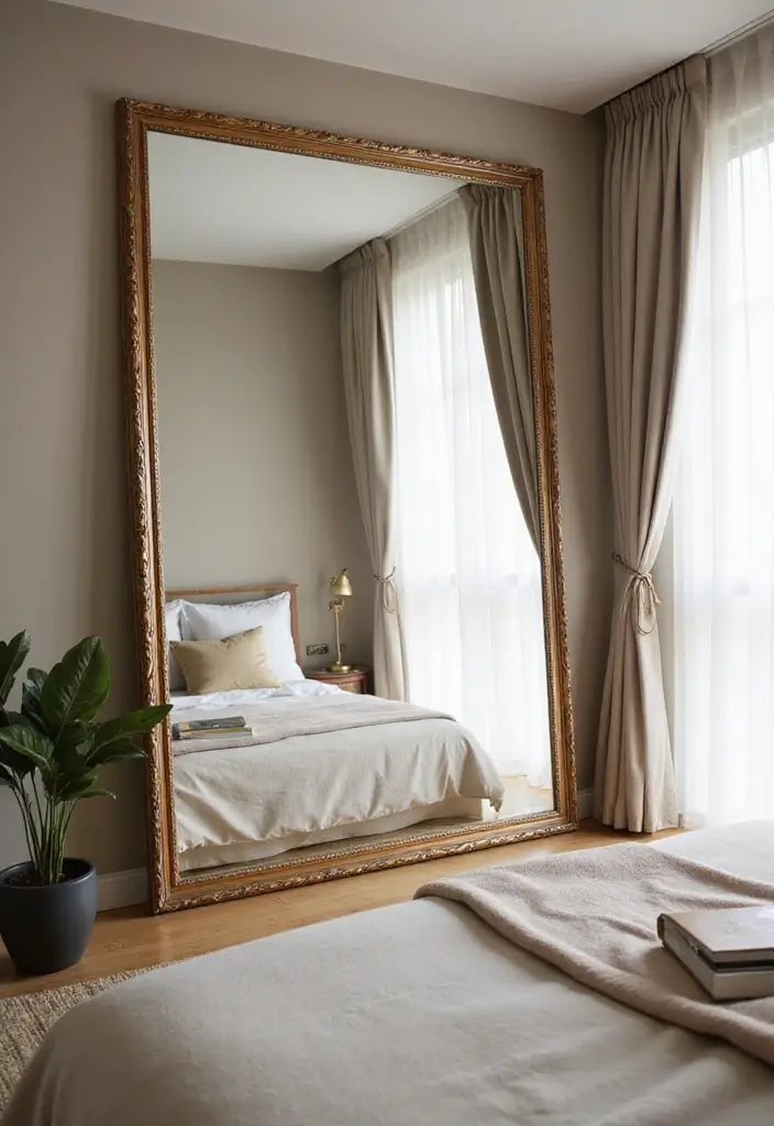 25 Neutral Bedroom Decor Ideas That Feel Cozy & Balanced 25 25 Neutral Bedroom Decor Ideas That Feel Cozy & Balanced - 24. Embrace the Power of Mirrors