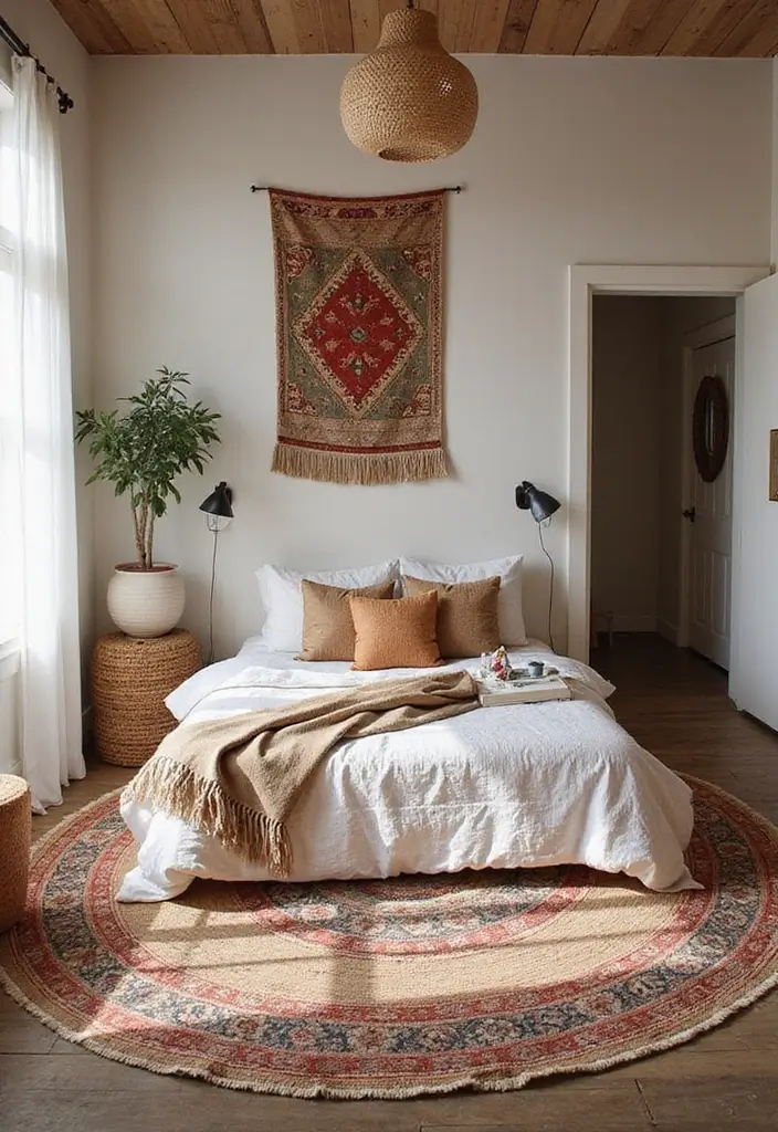 25 Room Divider Ideas Bedroom That Add Style & Privacy 15 25 Room Divider Ideas Bedroom That Add Style & Privacy - 14. Layered Rugs for Separation