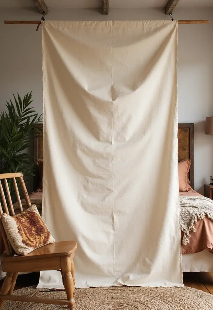 25 Room Divider Ideas Bedroom That Add Style & Privacy 16 25 Room Divider Ideas Bedroom That Add Style & Privacy - 15. Natural Canvas Dividers