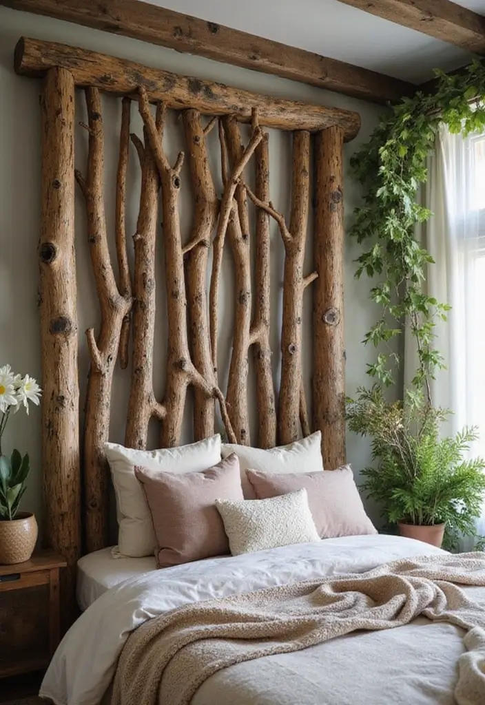 25 Room Divider Ideas Bedroom That Add Style & Privacy 24 25 Room Divider Ideas Bedroom That Add Style & Privacy - 23. Rustic Logs or Branches