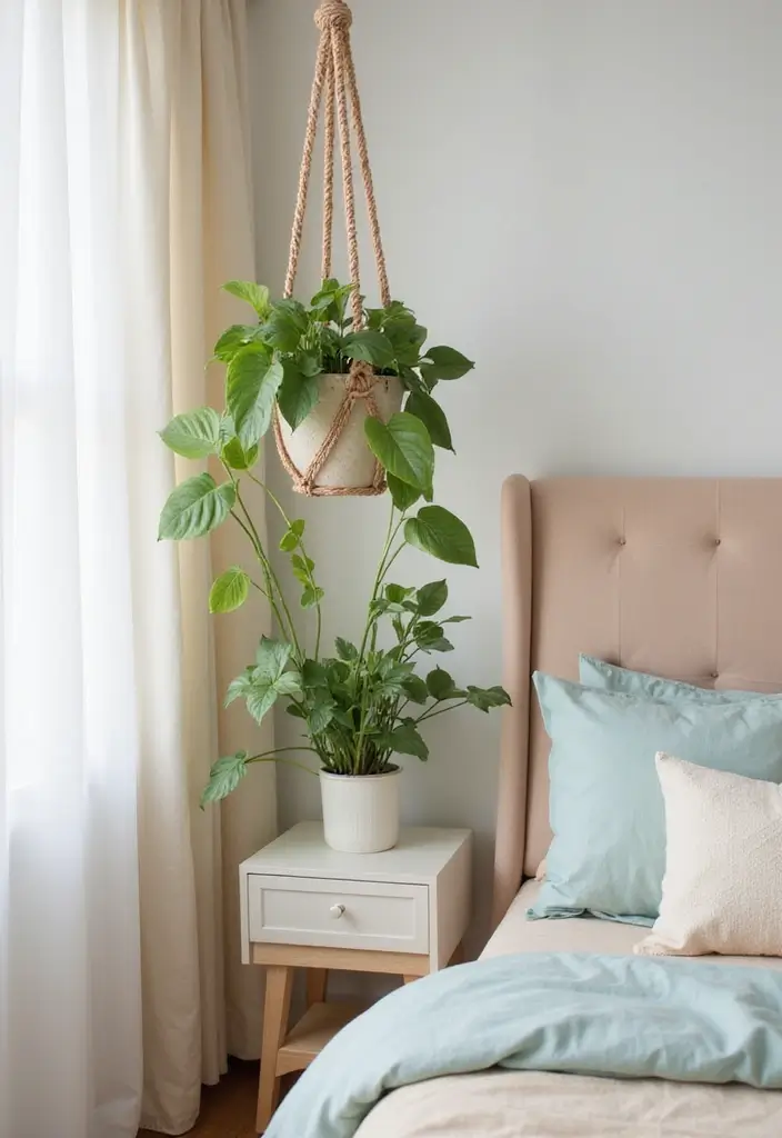 25 Vines in Bedroom Ideas That Bring Nature Indoors 2 25 Vines in Bedroom Ideas That Bring Nature Indoors - 1. Cascading Pothos