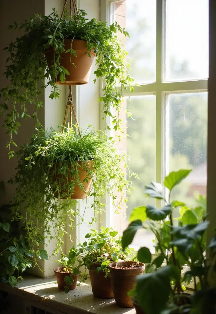 25 Vines in Bedroom Ideas That Bring Nature Indoors 12 25 Vines in Bedroom Ideas That Bring Nature Indoors - 11. Hanging Gardens by the Window
