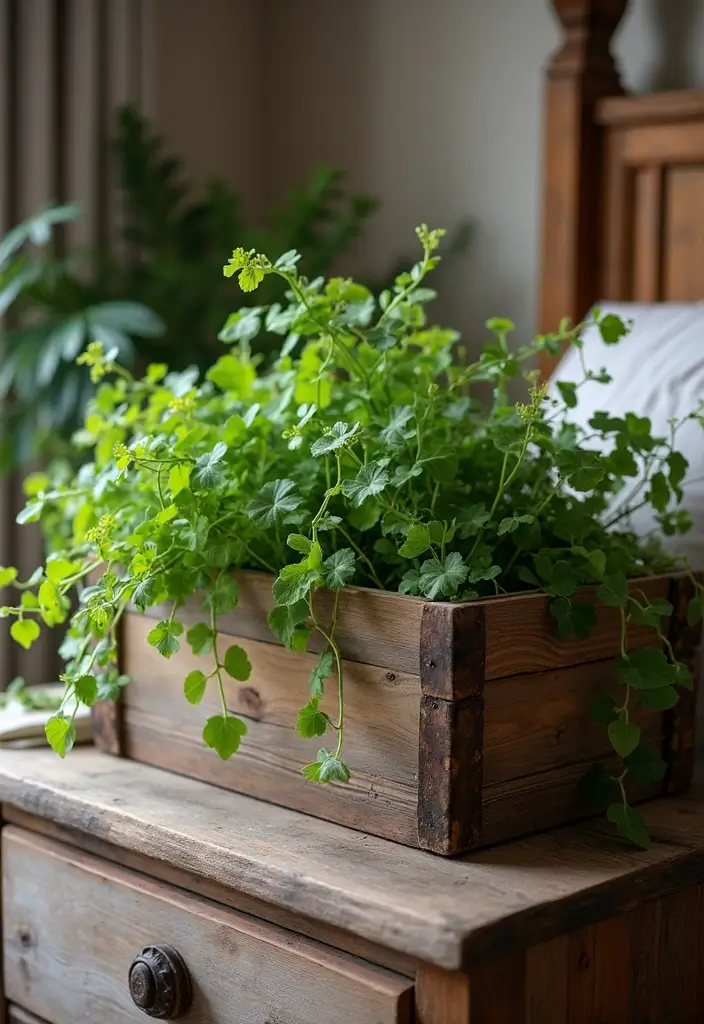 25 Vines in Bedroom Ideas That Bring Nature Indoors 13 25 Vines in Bedroom Ideas That Bring Nature Indoors - 12. Rustic Wooden Boxes