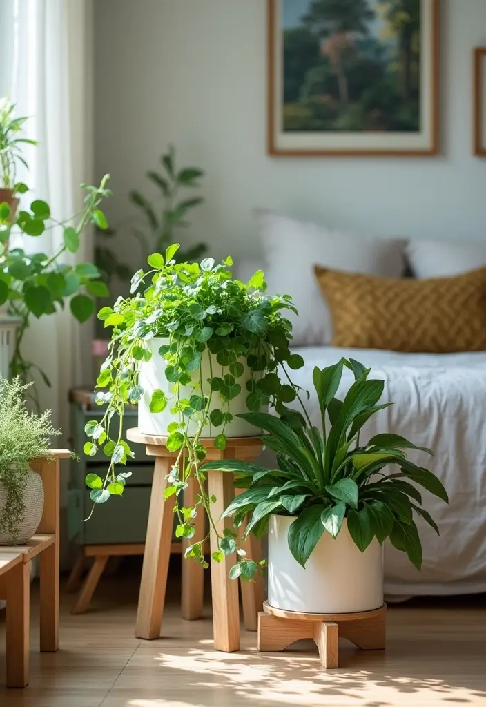 25 Vines in Bedroom Ideas That Bring Nature Indoors 17 25 Vines in Bedroom Ideas That Bring Nature Indoors - 16. Plant Stands for Vines