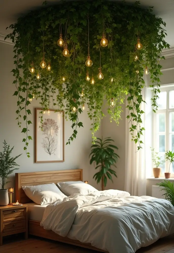 25 Vines in Bedroom Ideas That Bring Nature Indoors 18 25 Vines in Bedroom Ideas That Bring Nature Indoors - 17. Ceiling Hanging Gardens