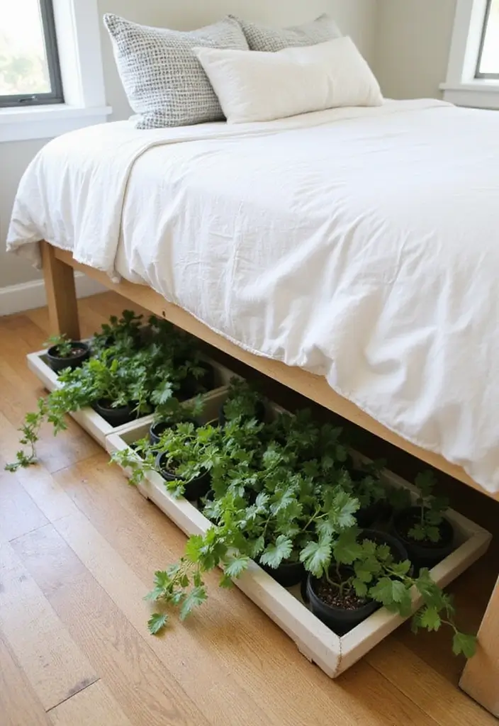 25 Vines in Bedroom Ideas That Bring Nature Indoors 20 25 Vines in Bedroom Ideas That Bring Nature Indoors - 19. Under-Bed Plant Storage