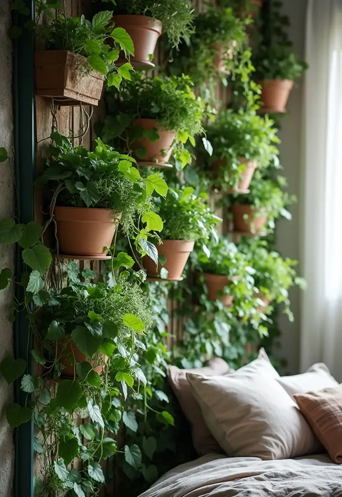 25 Vines in Bedroom Ideas That Bring Nature Indoors 7 25 Vines in Bedroom Ideas That Bring Nature Indoors - 6. Vertical Garden Wall