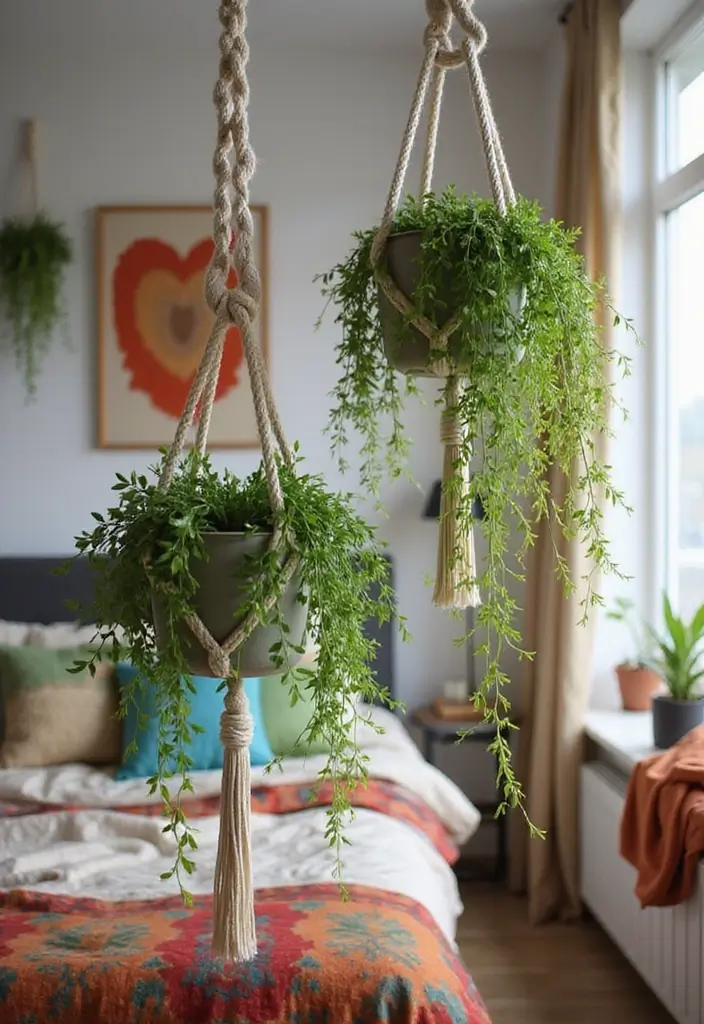25 Vines in Bedroom Ideas That Bring Nature Indoors 8 25 Vines in Bedroom Ideas That Bring Nature Indoors - 7. Macrame Plant Hangers
