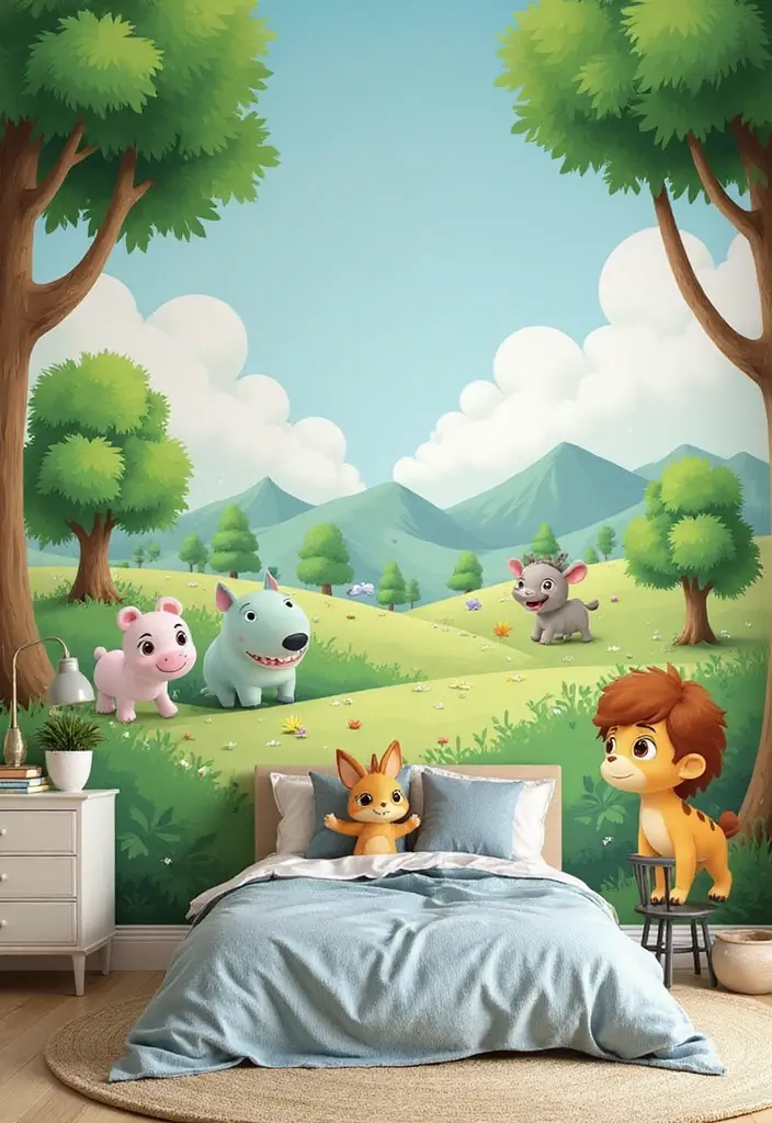 30 Animal Crossing Bedroom Ideas That Feel Wholesome & Aesthetic 2 30 Animal Crossing Bedroom Ideas That Feel Wholesome & Aesthetic - 1. Nature-Inspired Wall Murals