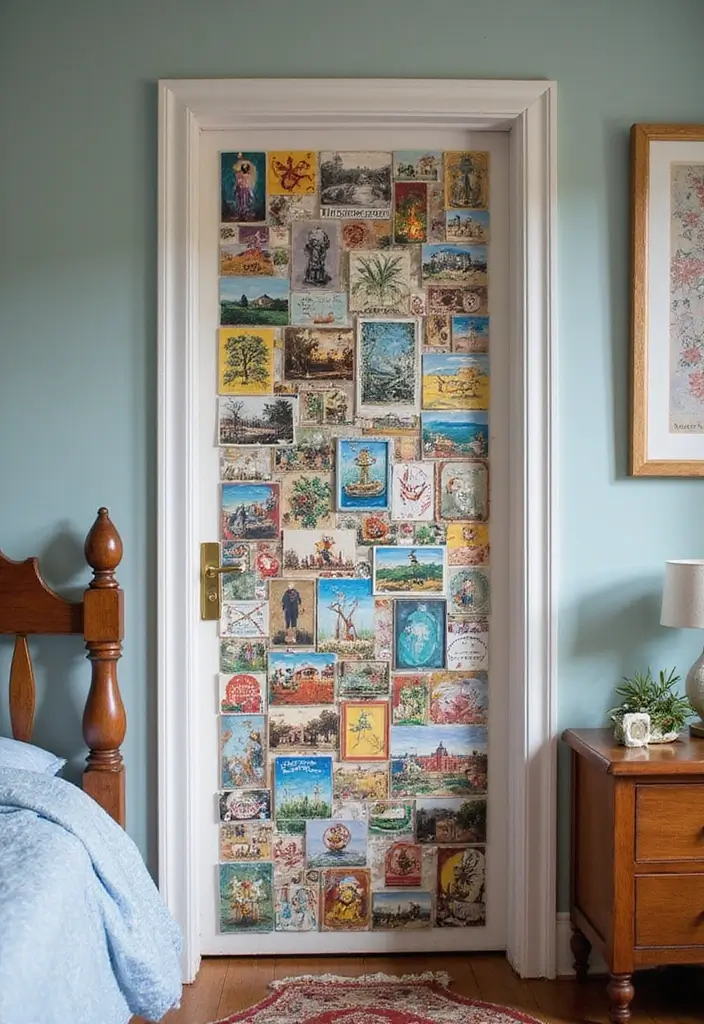 30 Bedroom Door Painting Ideas Creative & Unique 29 30 Bedroom Door Painting Ideas Creative & Unique - 28. Colorful Collage of Memories