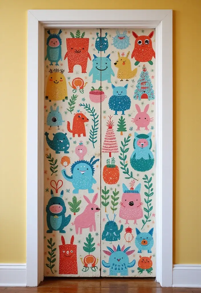 30 Bedroom Door Painting Ideas Creative & Unique 5 30 Bedroom Door Painting Ideas Creative & Unique - 4. Whimsical Illustrations