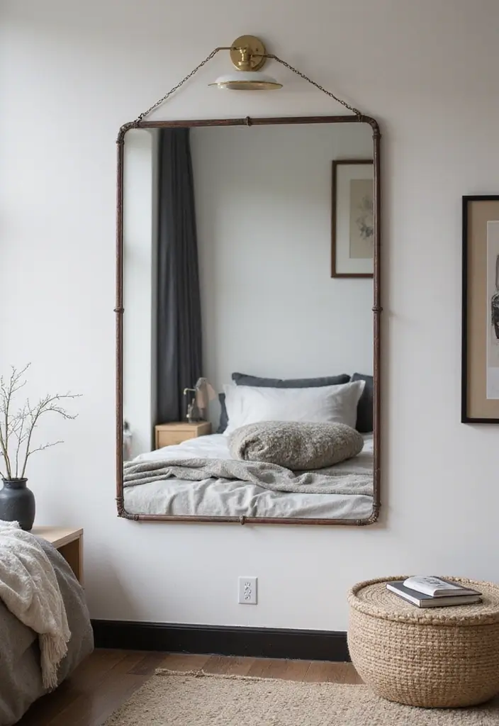30 Bedroom Dressing Mirror Ideas That Add Light & Depth 13 30 Bedroom Dressing Mirror Ideas That Add Light & Depth - 12. Industrial Style Mirrors